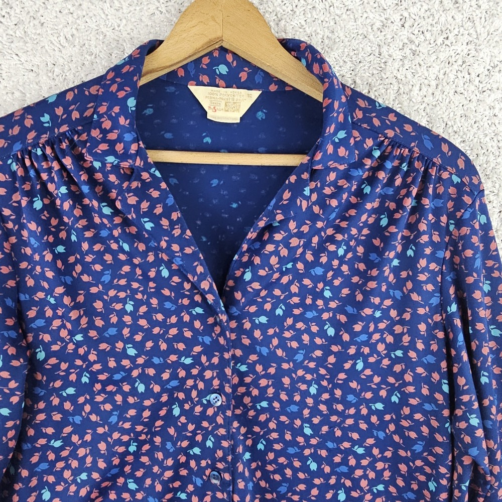 Vintage Sears Blue Tulip Perma Prest Button Shirt Size L, 29 70s All Over Print - Picture 6 of 14
